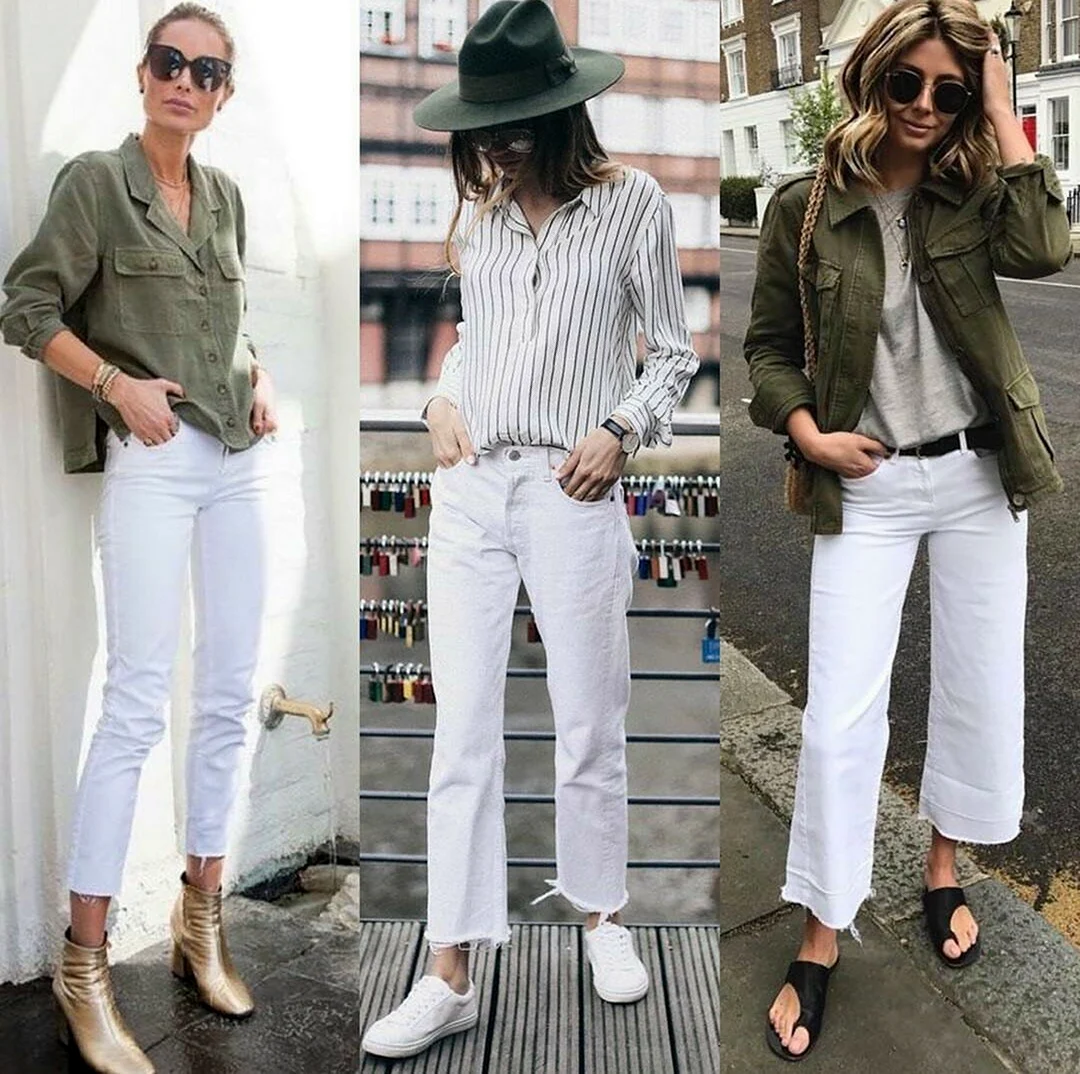 Белые джинсы широкие женские модные