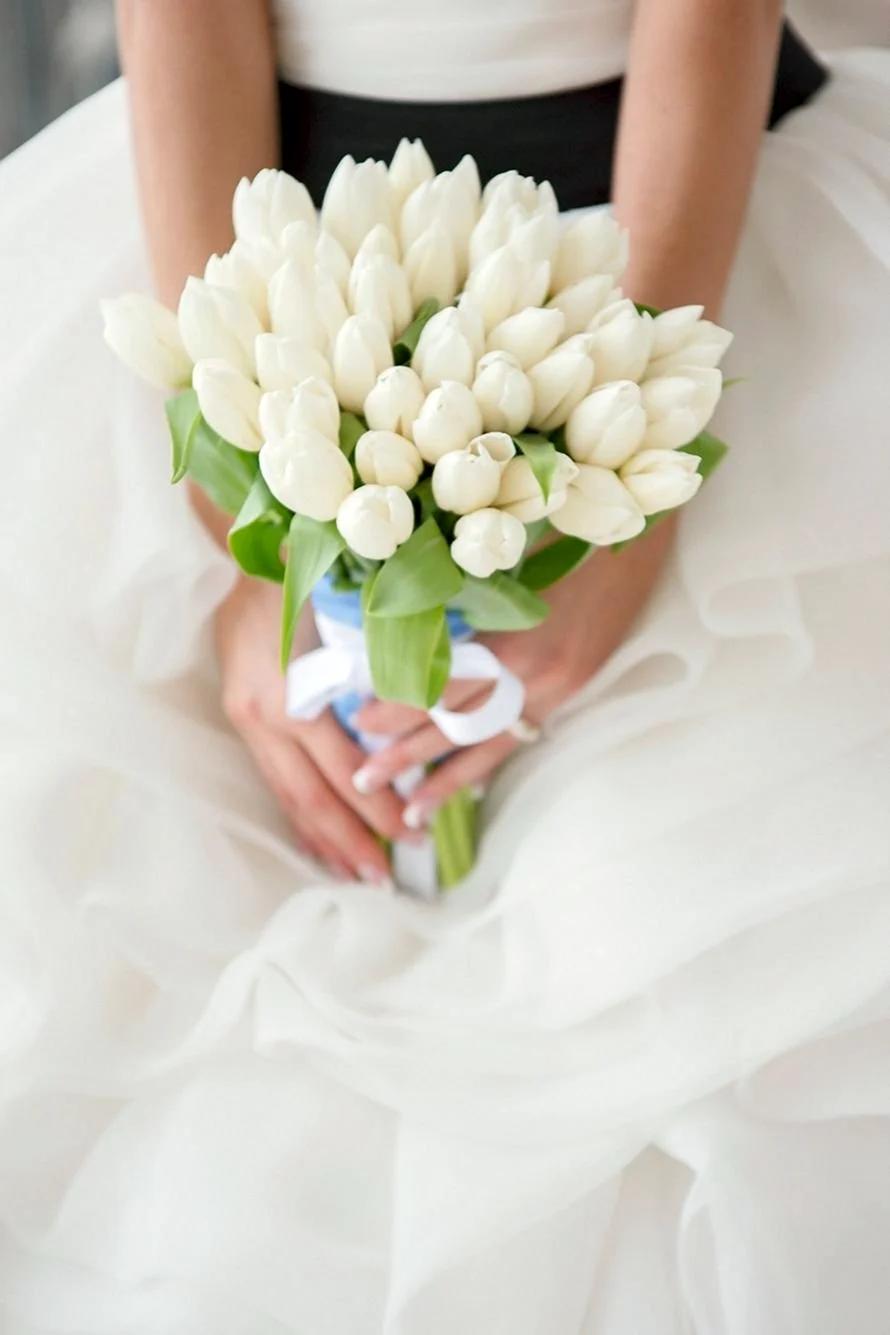 Букет невесты белые тюльпаны