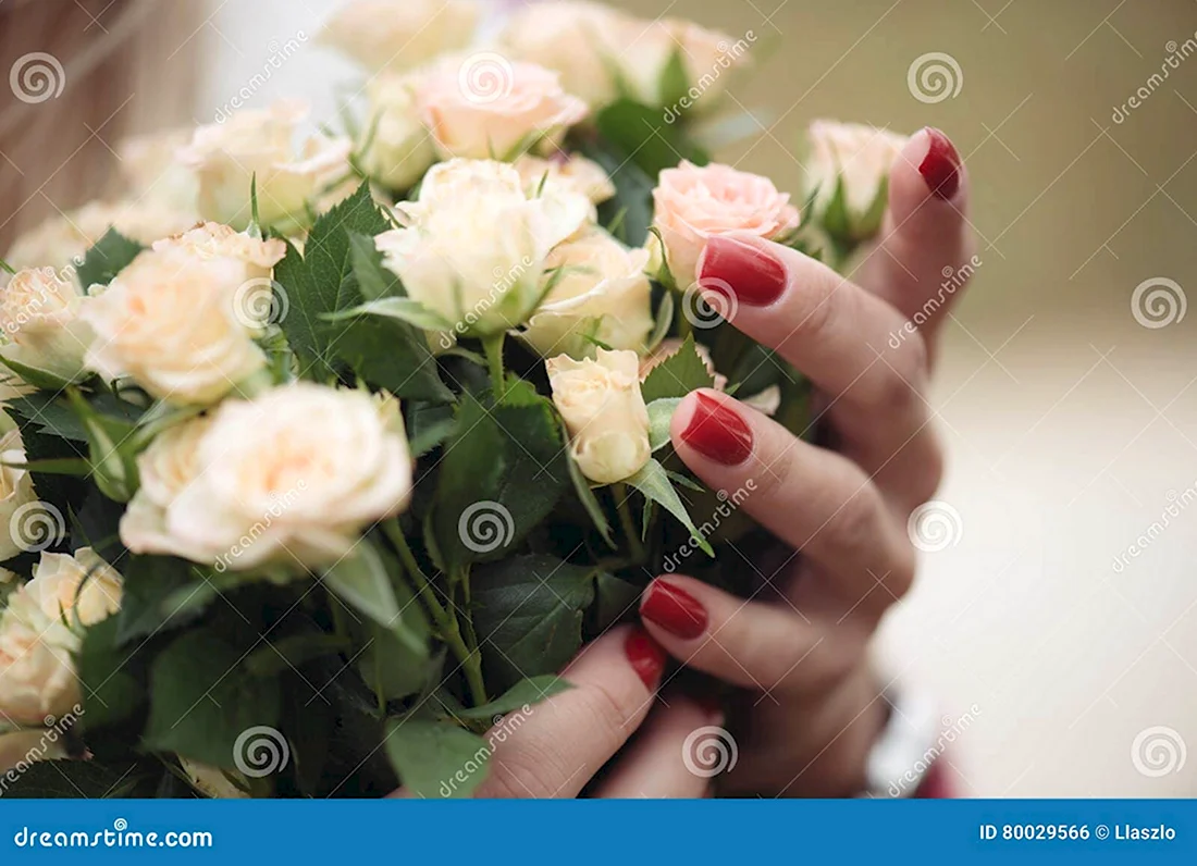 Букет роз в женских руках