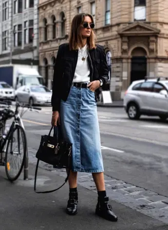 Юбка джинсовая миди 2022 Street Style