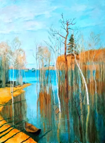 Картина Левитана Весна большая вода