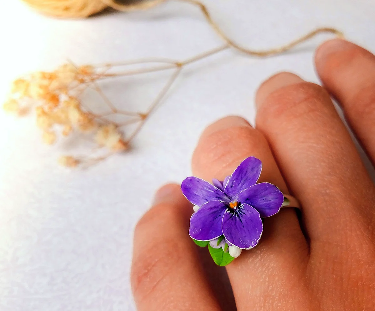 Кольцо Violet цветок Колибри