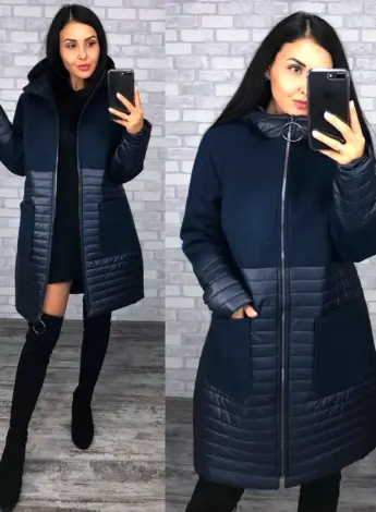 Комбинированное пальто женское