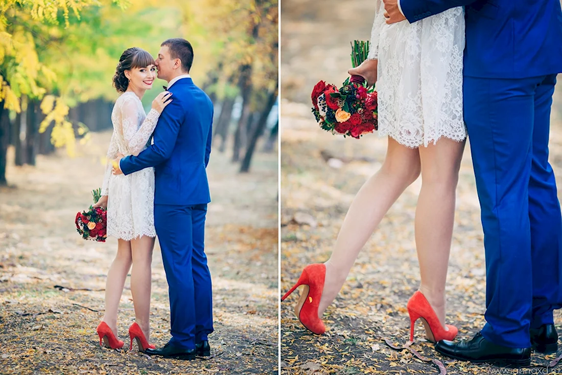 Образ невесты с красными туфлями