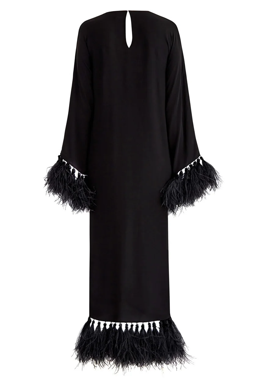 Платье Valentino с перьями черное шелк