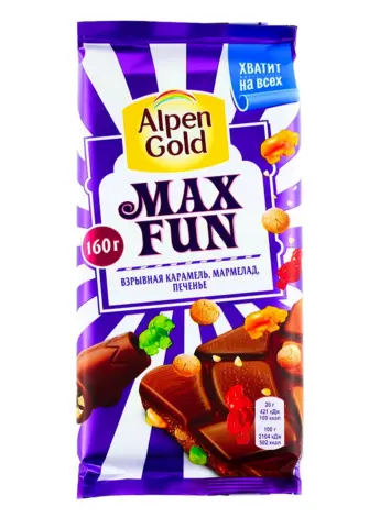 Шоколад Альпен Голд МАКСФАН взрывная карамель 150г