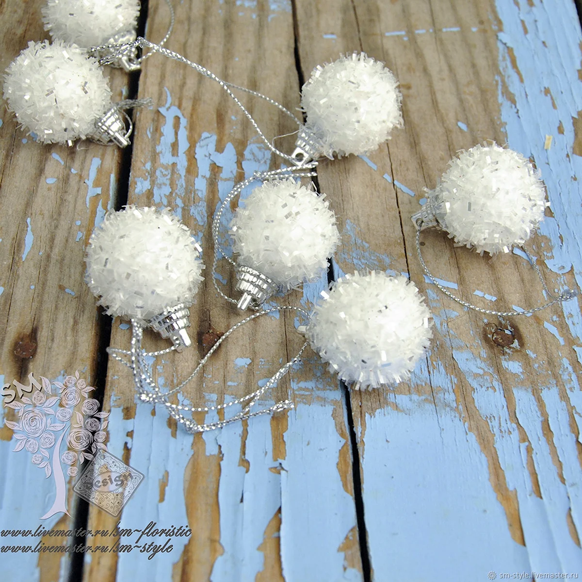 Сухоцветы белые шарики