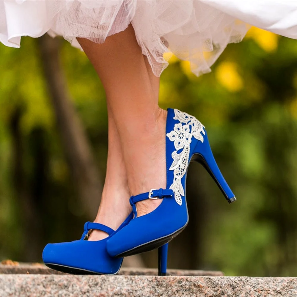 Свадебные туфли синие