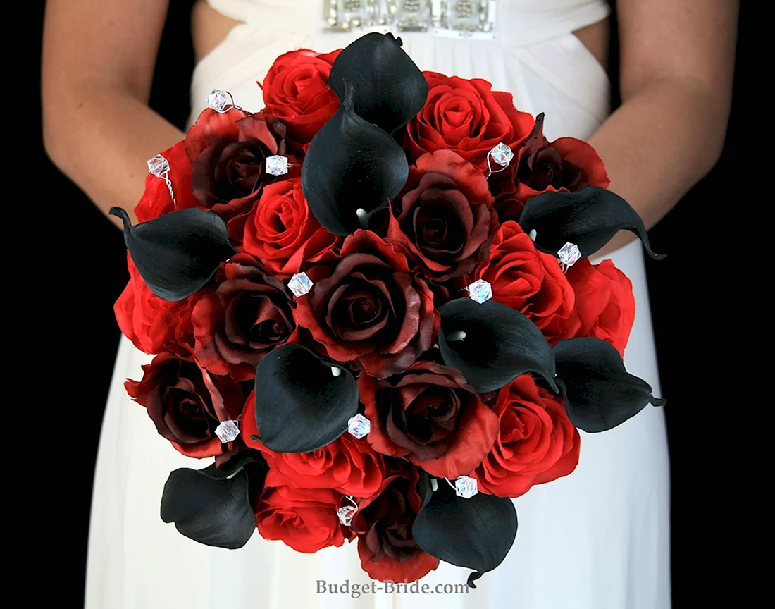 Свадебный букет красный с черным
