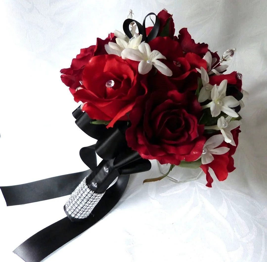 Свадебный букет красный с черным