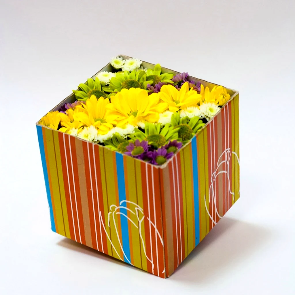 Цветочные композиции в прямоугольных коробках