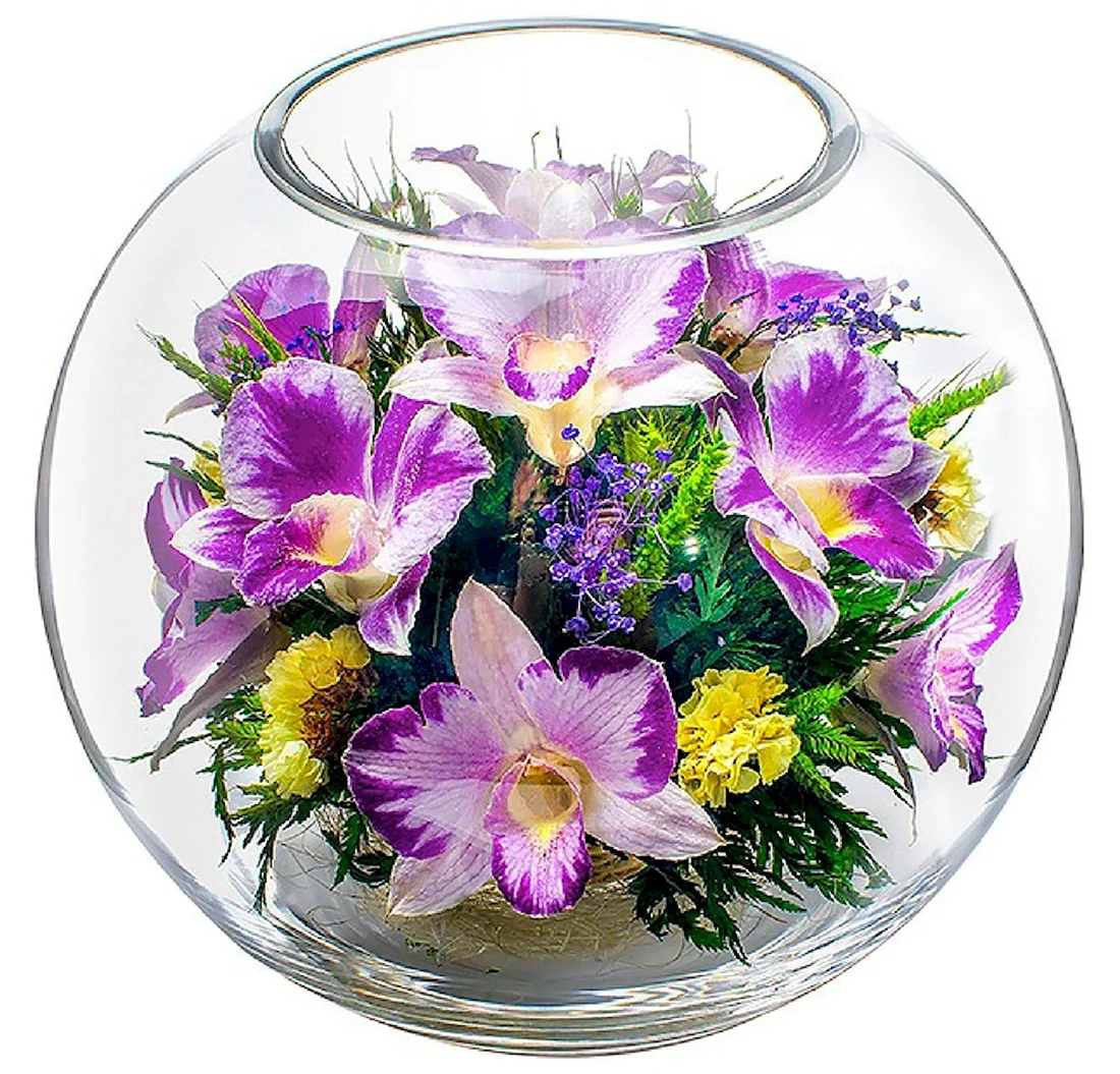 Вакуумные цветы в стекле