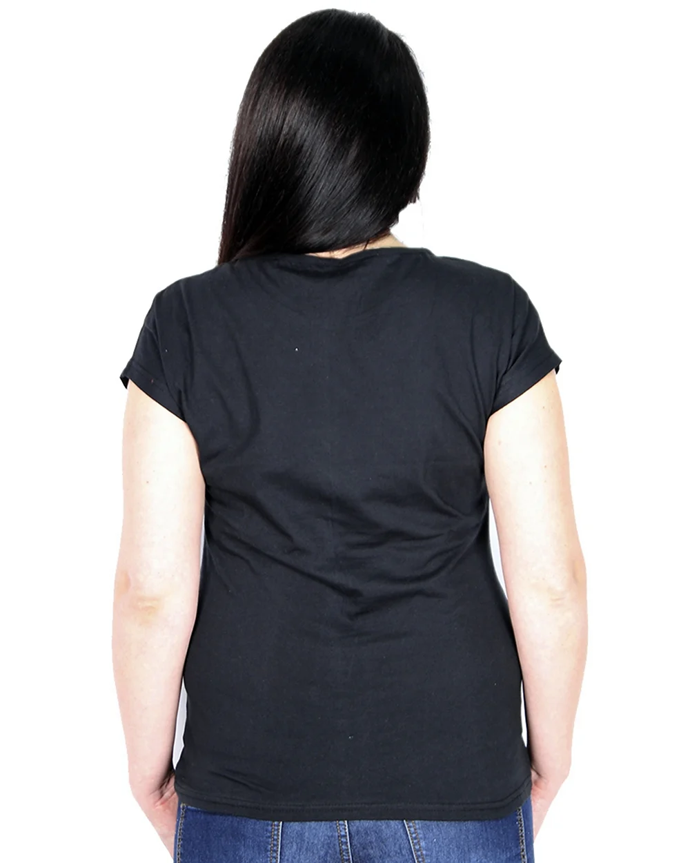 Женская черная футболка с белым рисунком