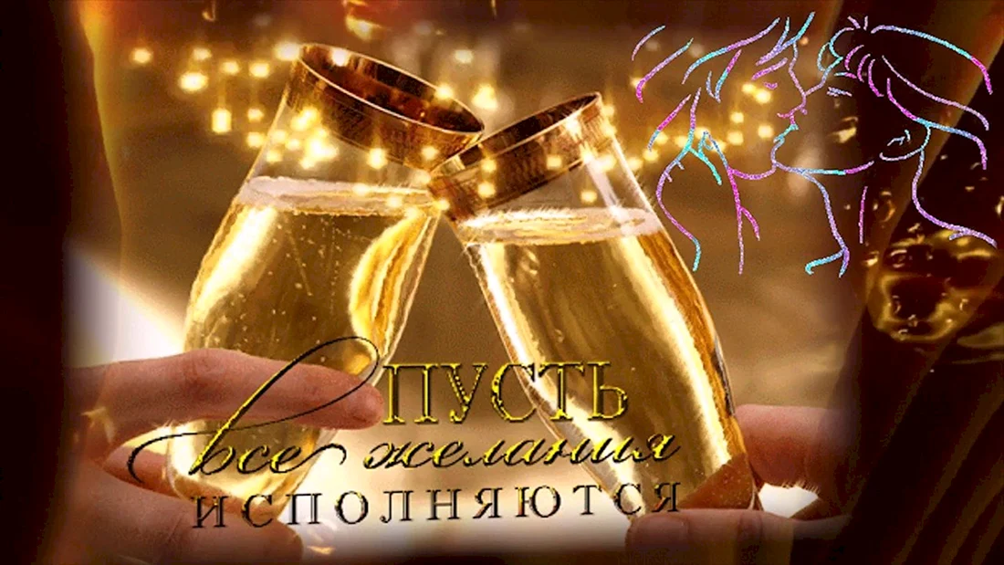 Бокалы с шампанским чокаются