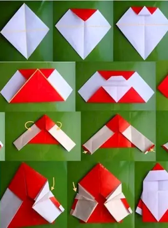 Дед Мороз оригами из бумаги для детей