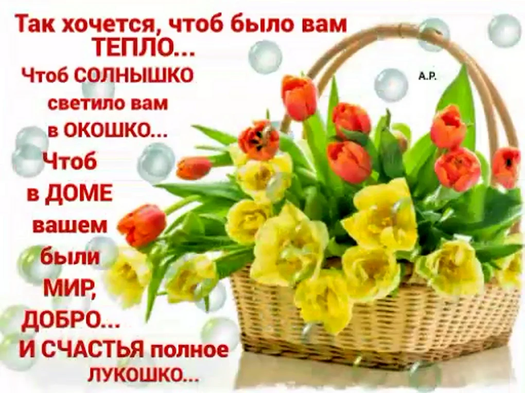 Корзинки цветов с пожеланиями
