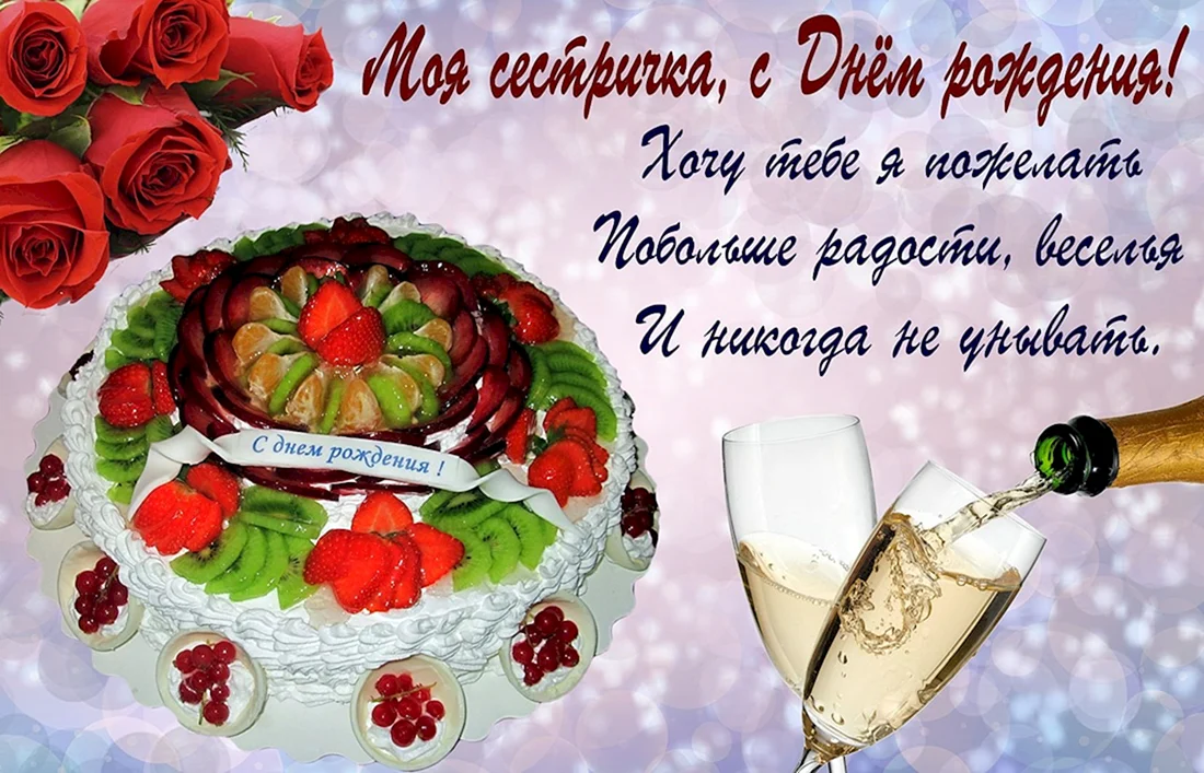 Открытка с днём рождения торт