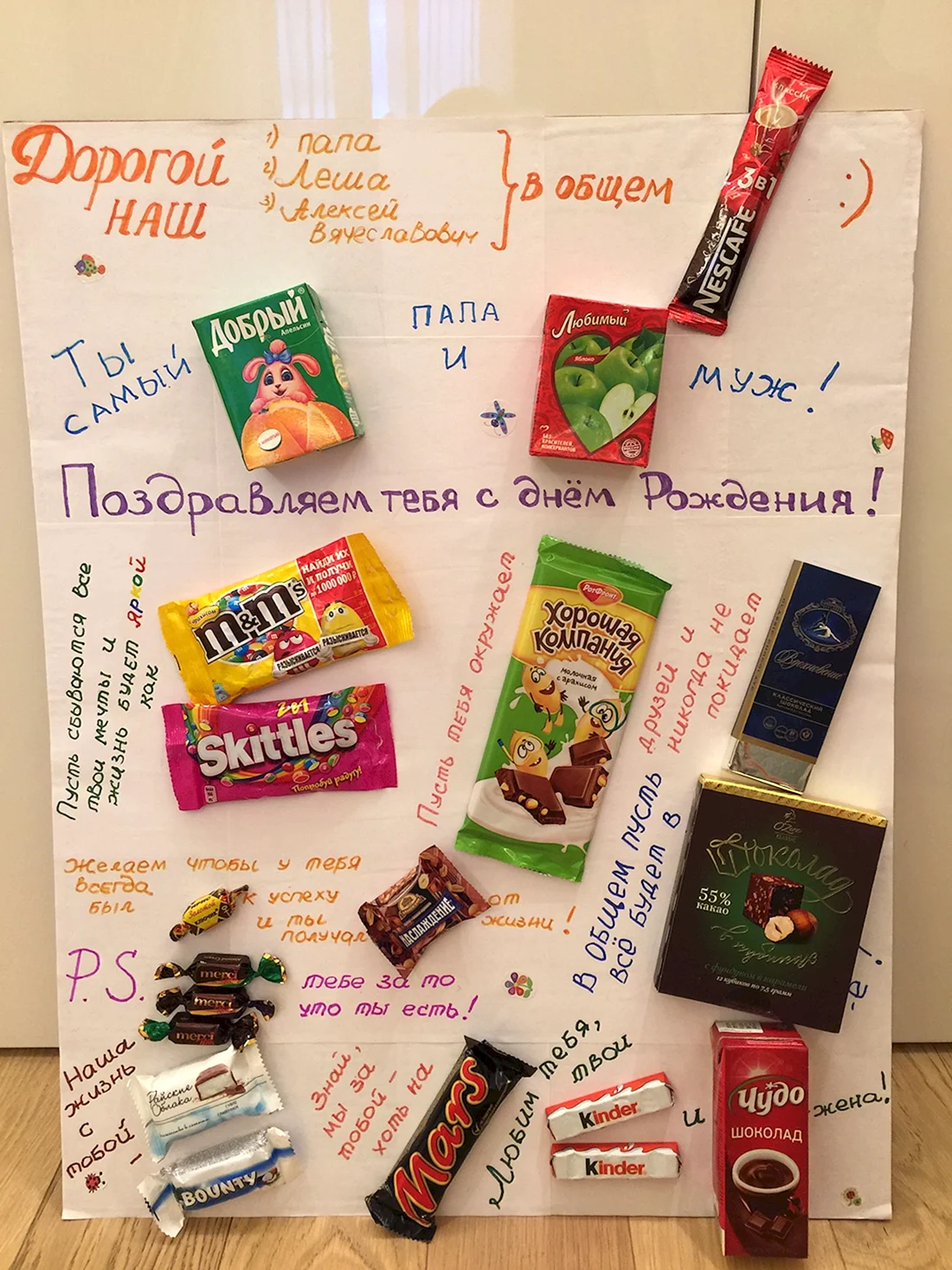 Плакат со сладостями на день рождения