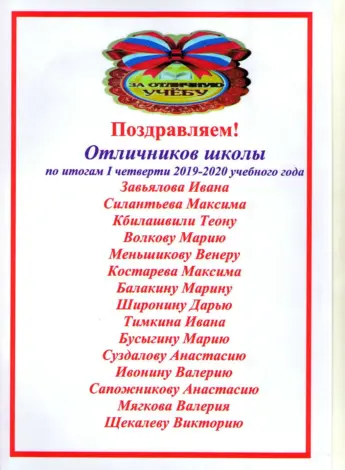 Поздравление отличнику в начальной школе