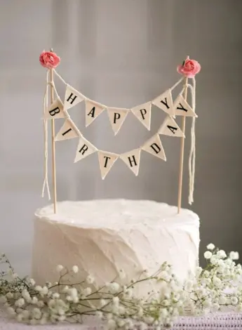 Топпер для торта флажки Happy Birthday