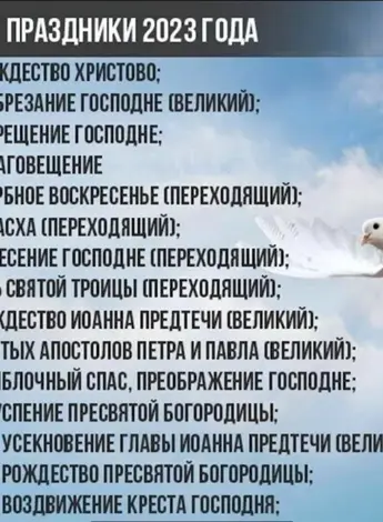 Церковные праздники в 2023 году
