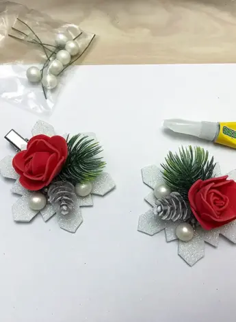 Заколки из фоамирана на новый год